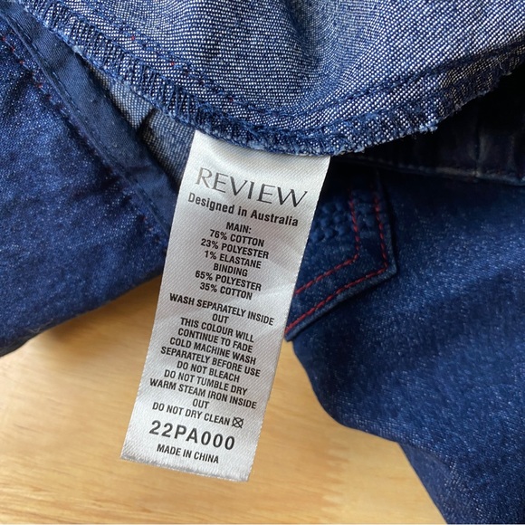 REVIEW 'Going Sailing' Indigo Denim Button Front Stretch Retro Shorts Size 12 - Picture 8 of 13